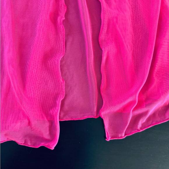 Flora By Flora Nikrooz Mesh Babydoll Lingerie size Large Hot Pink sheer - Picture 4 of 6
